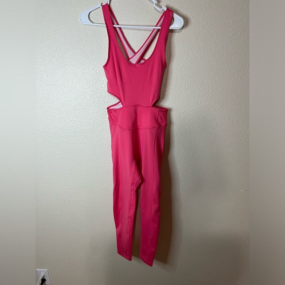 Free People FP movement Rise Pink Back It Up Jumpsuit Bodysuit NEW XS